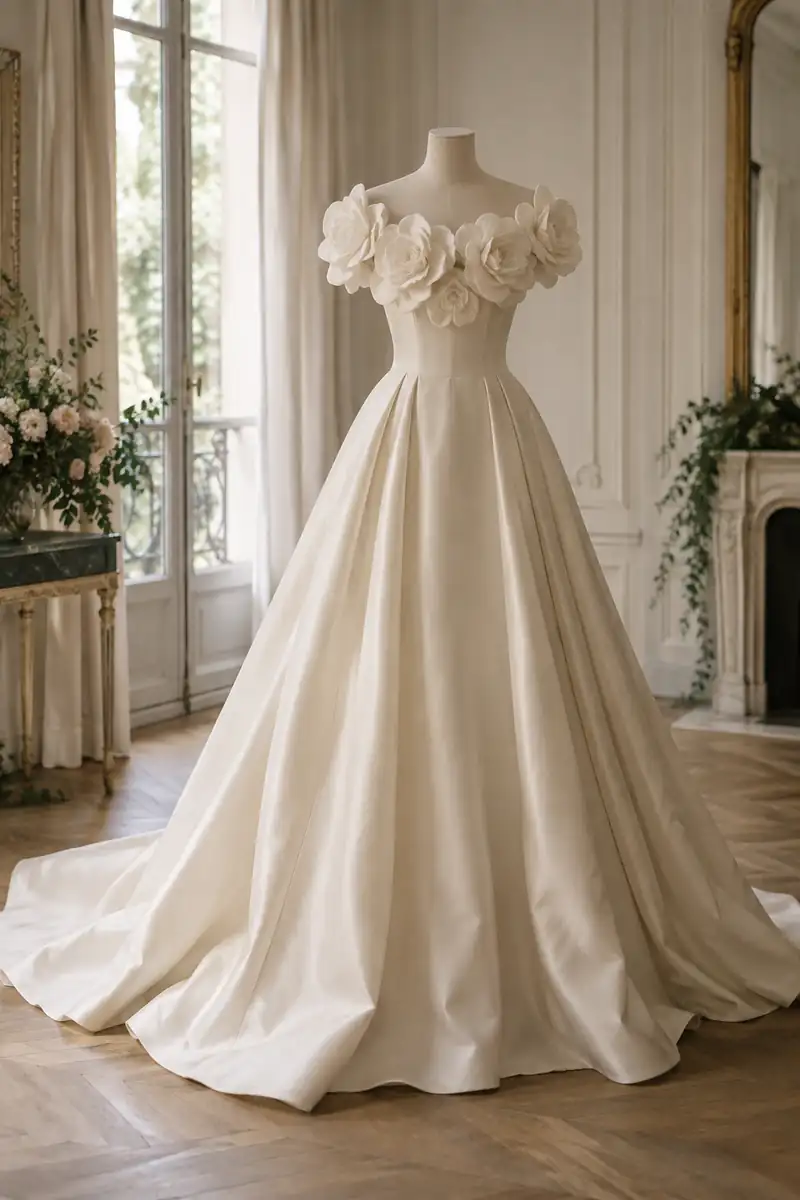 Flowers at the neckline